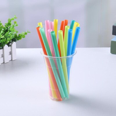 Large Drinking Straws Mixed Colors For Pearl Milk 100pcs Acc