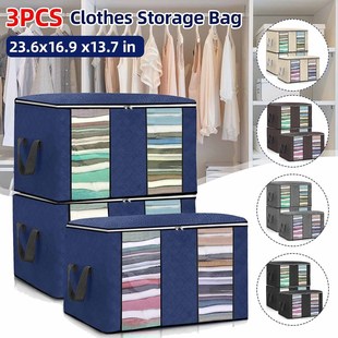3pcs/set Foldable Storage Bags  For Clothes Blanket Pillow N