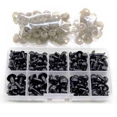 100pcs 10mm Eyeball Doll Accessories Black Plastic Plush Saf