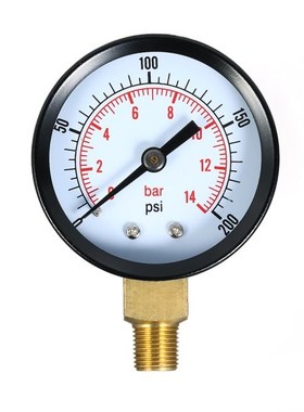 0~200psi Pressure Gauge Meter Manometer Dual Scale Mechanica