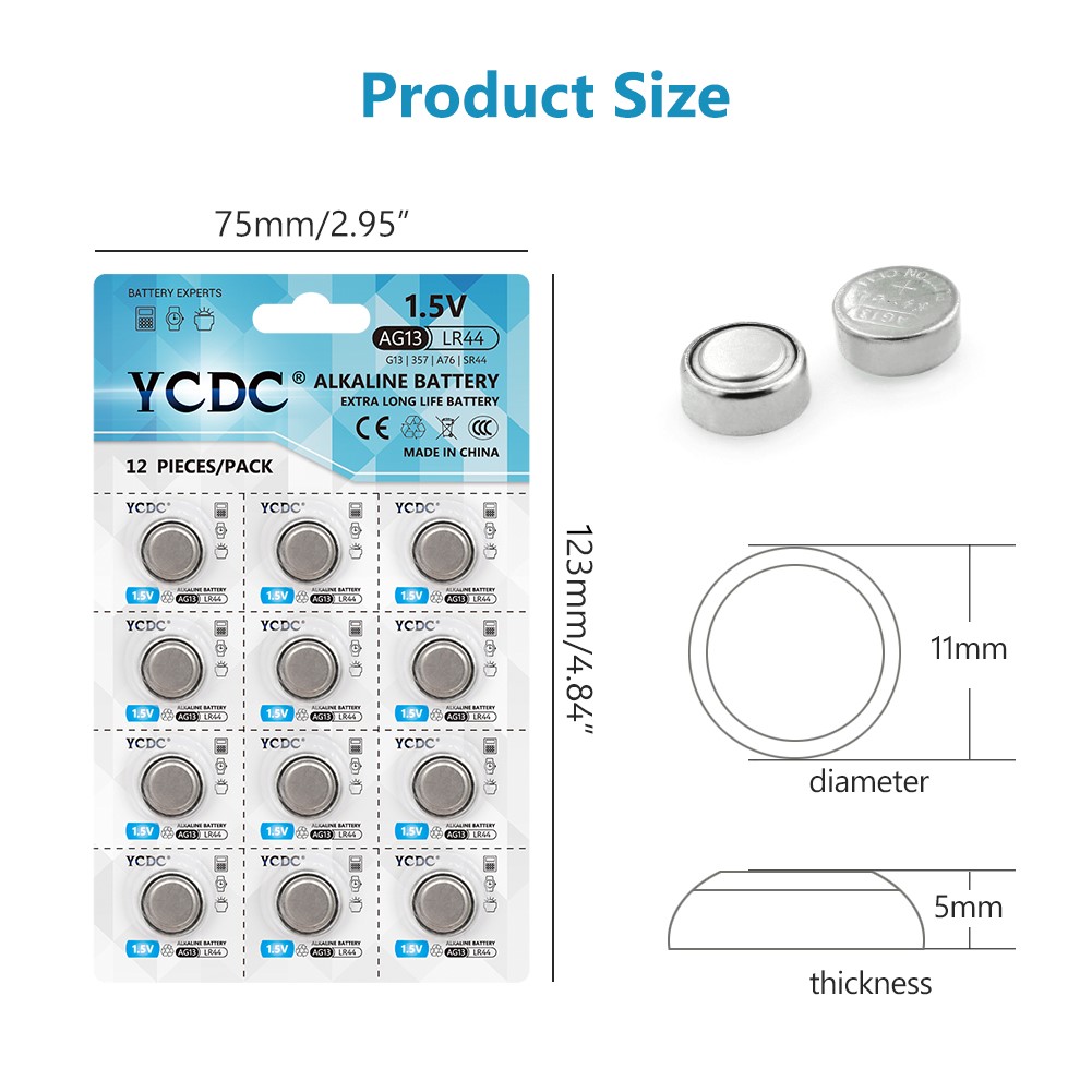 AG13 12pcs Button Batteries LR44  357A S76E 1.5V  AG13  Coin
