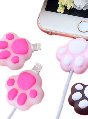 2PCS Cartoon Cat Paws Cable bite protector Cute organizer wi