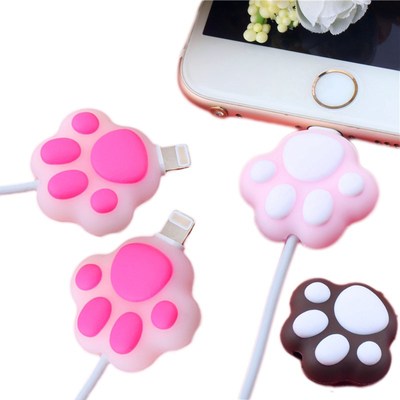 2PCS Cartoon Cat Paws Cable bite protector Cute organizer wi