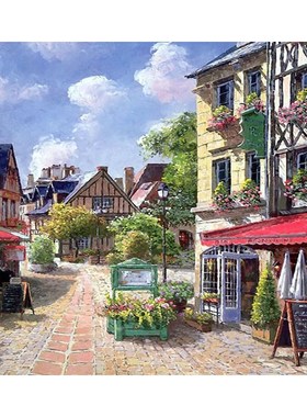 Paint By Numbers  s Children HandPainted Street Scenic Oil P