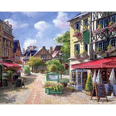 Paint By Numbers  s Children HandPainted Street Scenic Oil P