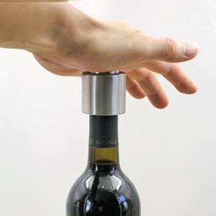 Wine Bottle Stopper Push Type Stainless Steel Vacuum Sealer