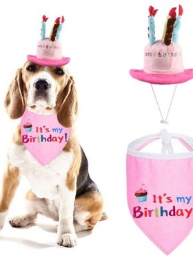 Touca de aniversário para cachorro/cachorro, acessório par