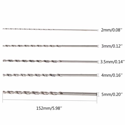 YOFE 5Pcs 2-5mm 152mm Long HSS Twist Drilling Bit Straight S