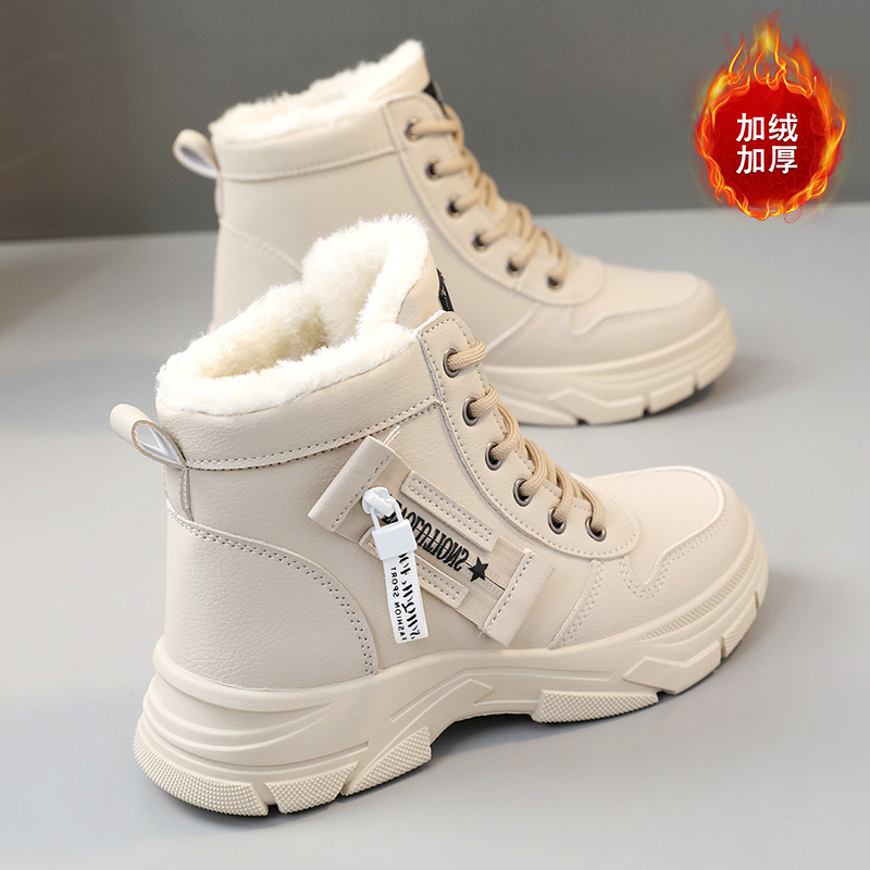 踩屎感加绒加厚防滑保暖马丁靴女