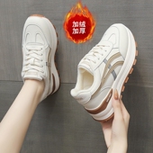 防滑减震保暖阿甘鞋 二棉运动鞋 新款 显脚小加绒小白鞋 女款 2025冬季