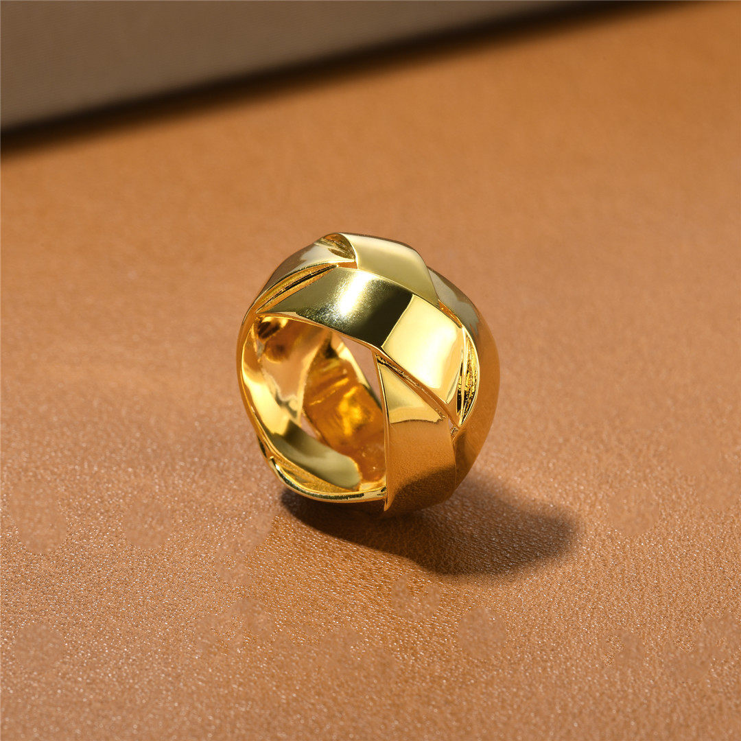 欧美高级金属铜镀18k真金复古个性独特缠绕指环小众时尚气质戒指