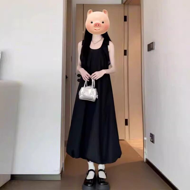 夏季设计感小众无袖百褶连衣裙女