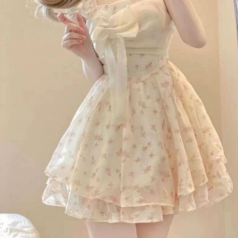 夏季法式甜美小个子收腰连衣裙女