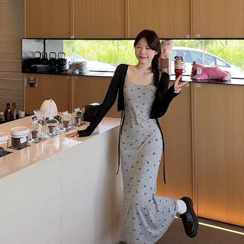 韩系蝴蝶结吊带显瘦鱼尾连衣裙女