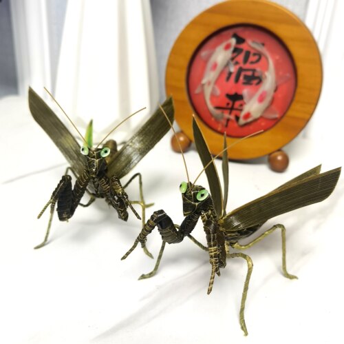 非遗中国棕编螳螂草编小昆虫纯手工制作