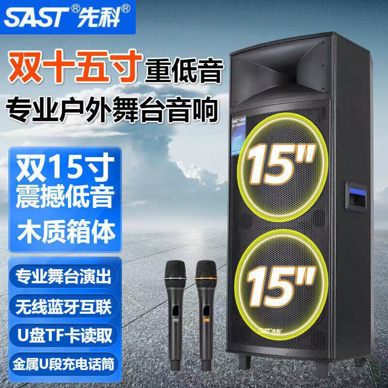 先科1507双15寸户外广场舞音响蓝牙音箱大功率重低音大音量音箱