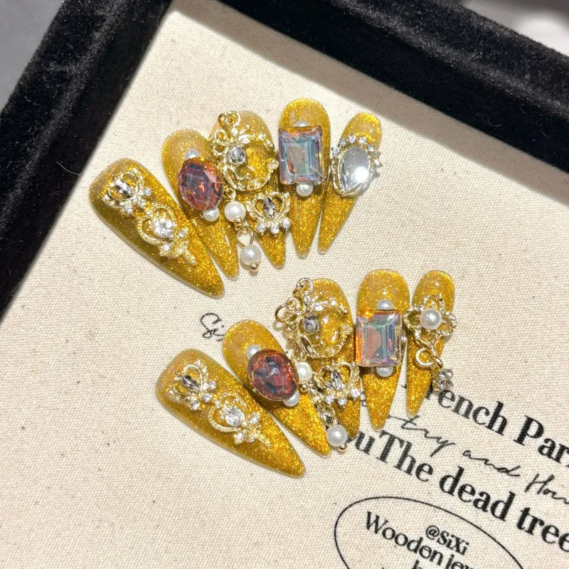 【寥若晨星】纯手工金色奢华穿戴甲高级招财貔貅变色重工爆款气质