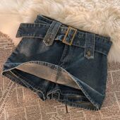 denim ins辣妹高腰牛仔短裙Ins skirt high waisted style hottie