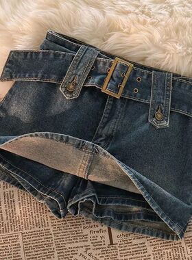 ins辣妹高腰牛仔短裙Ins style hottie high-waisted denim skirt