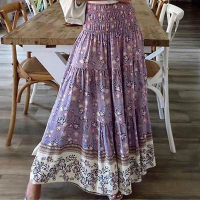 Bohemian Print Women's Long Skirt波西米亚印花女 士长款半身裙