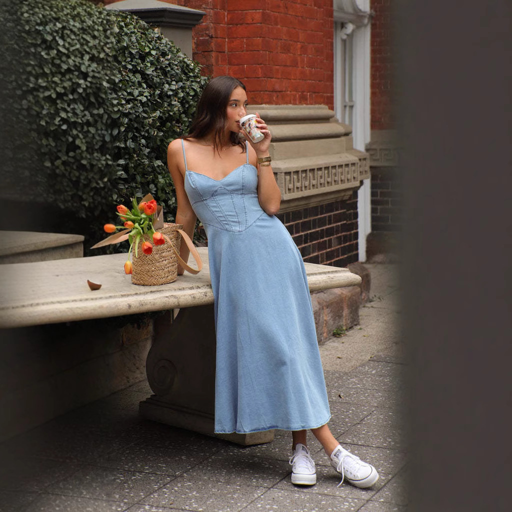 性感修身显瘦吊带连衣裙Slimming and form-fitting halter dress