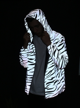 Reflective zebra thin hooded jacket反光斑马纹 薄款连帽夹克衫