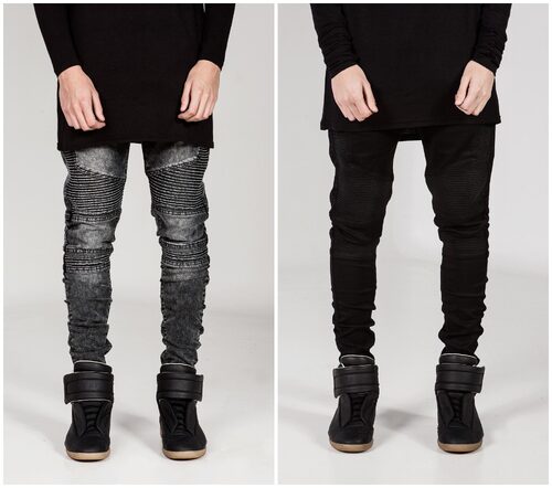Men's pleated motorcycle denim trousers 男褶皱中弹机车牛仔裤