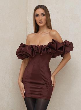 Strapless fishbone hip-wrapping dress 褶皱抹胸鱼骨收腰包臀裙