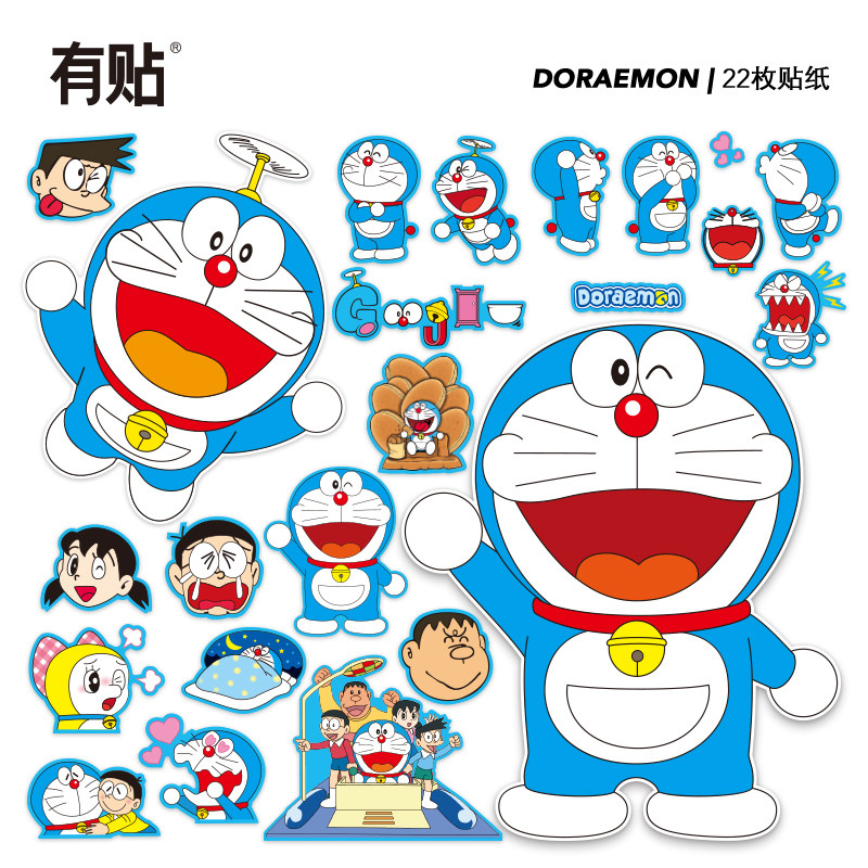 叮当猫哆啦a梦动漫卡通贴画笔记本电脑行李箱旅行箱头盔贴纸防水