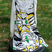 宽松腰飘带装 30姆米重磅桑蚕丝印花圆领衬衫 袖 饰真丝连衣裙