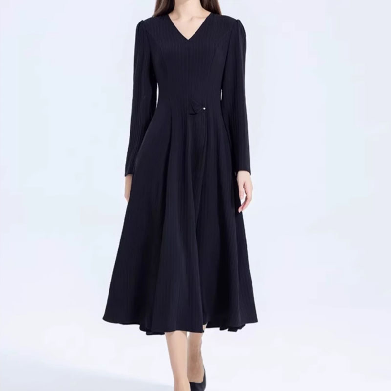 重磅真丝垂坠挺阔条纹长袖