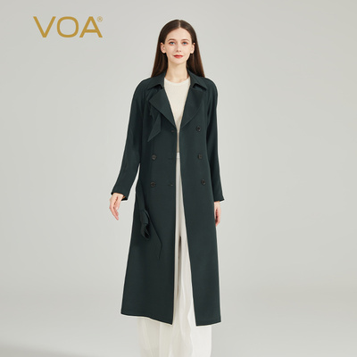 VOA桑蚕丝纯色长袖时尚风衣外套