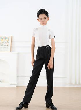 歌瑞亚少儿拉丁舞服2026新款高领短袖男儿童舞蹈练功表演服G5215