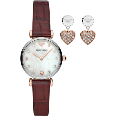 阿玛尼手表女时尚镶钻耳钉礼盒