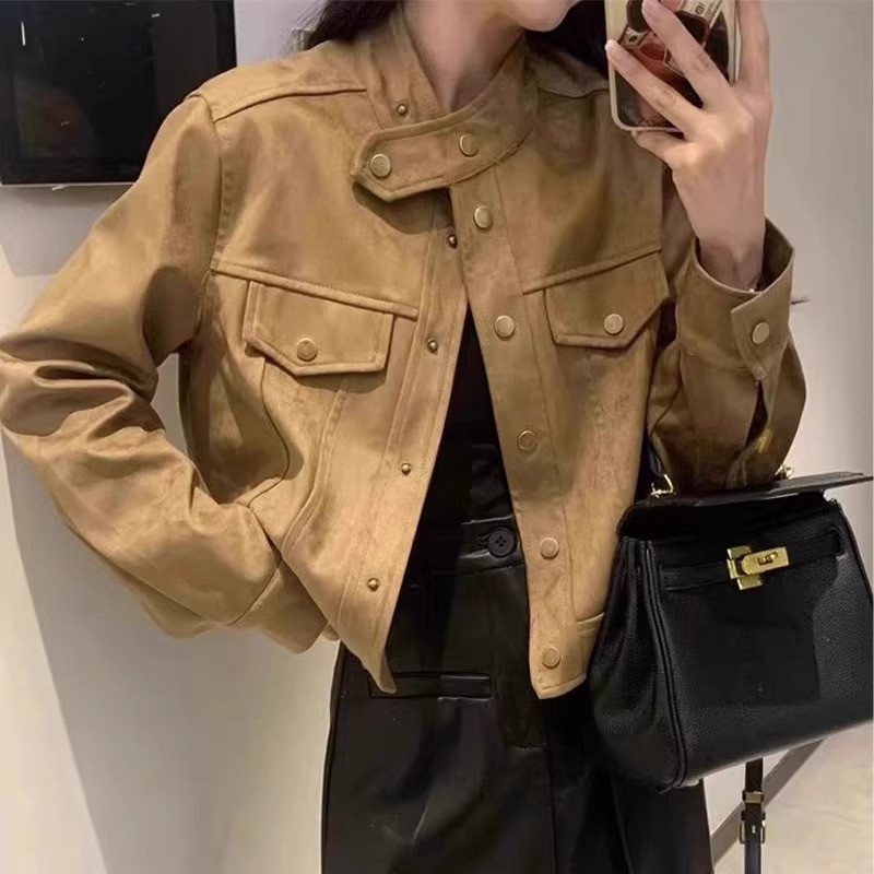 2026春秋新款小香美拉德风皮衣夹克女早秋季小个子麂皮短外套上衣