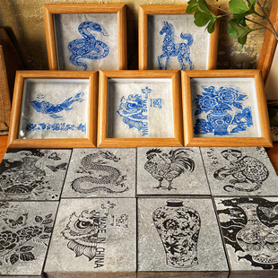 《青花瓷拓片专用》瓦当拓印手工拓包工具材料套装印章篆刻边款