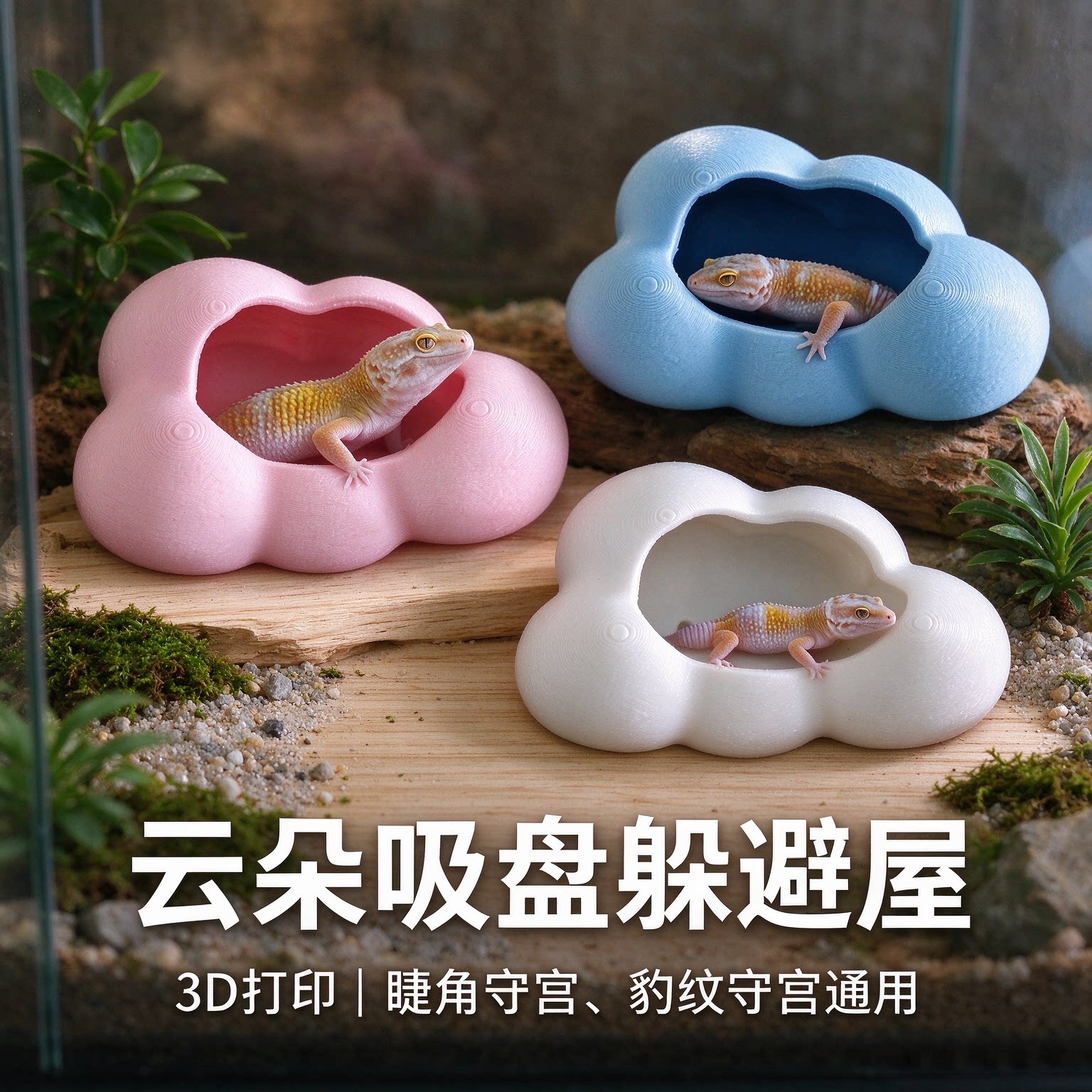 3D云朵吸盘睫角守宫躲避屋