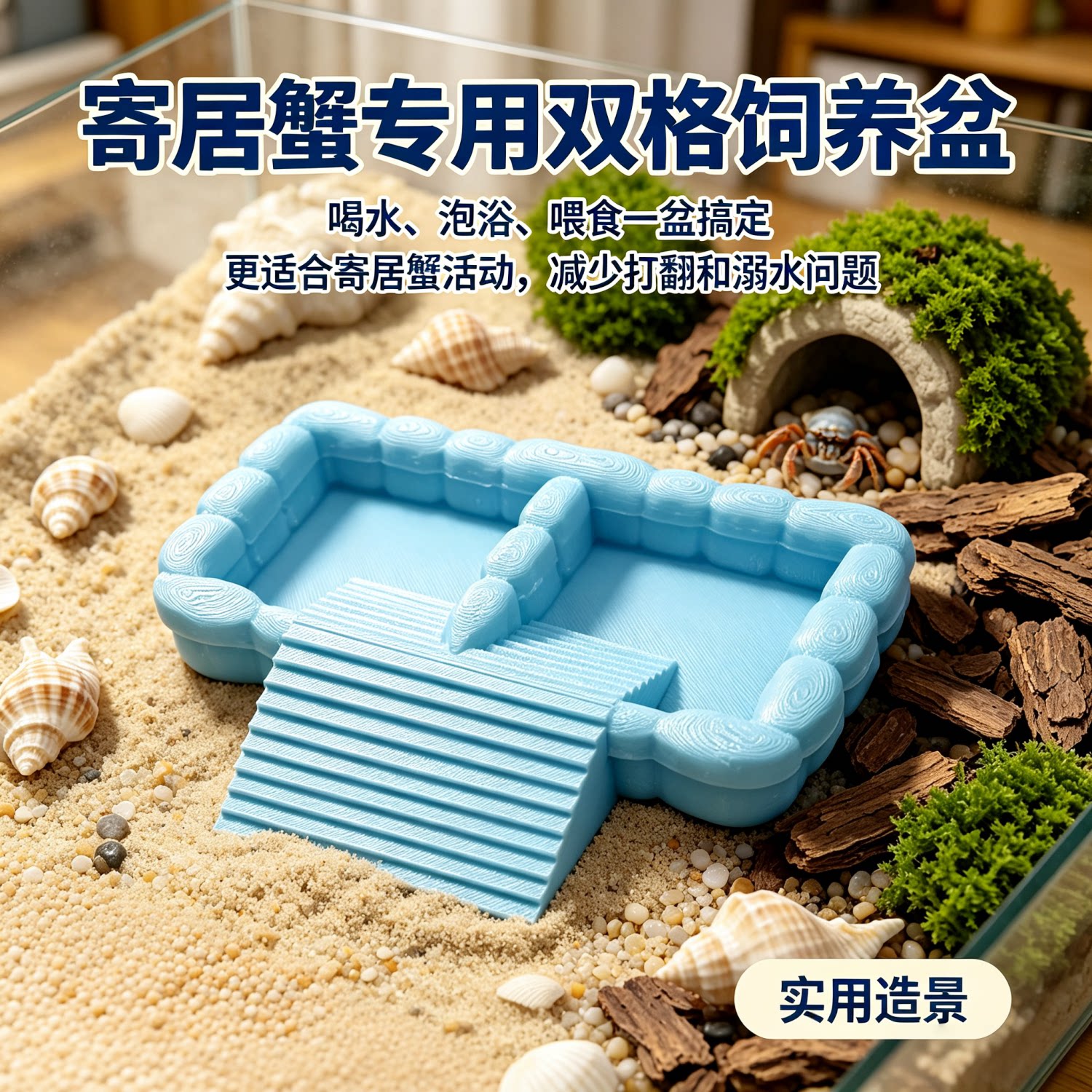 3D打印寄居蟹双槽洗澡盆分水
