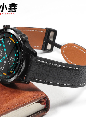 适用华为gt4表带gt2pro保时捷watchbuds新款gt3pro真皮gt2华为watch3磁吸折叠扣智能手表gs荣耀magic男女46mm