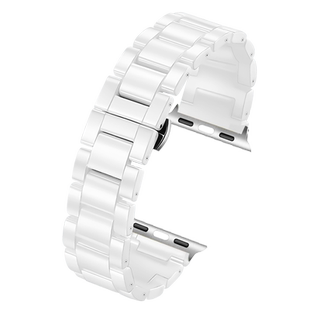 适用applewatchs10表带女苹果手表白色陶瓷表带iwatchs9/8/7/se/Ultra金属42/46mm链式新款男夏天女高级细款