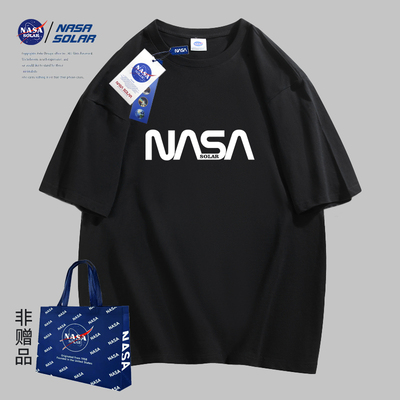 NASA SOLAR夏季联名新款字母印花时尚潮流纯棉户外休闲短袖MD