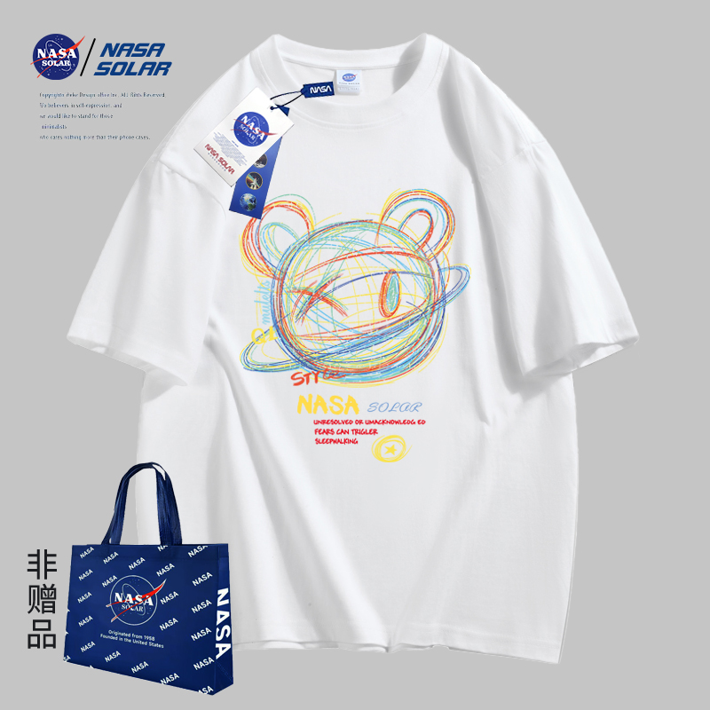 NASA SOLAR联名2024夏季新款印花男女同款短袖T恤