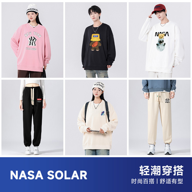2025秋季新美式印花卫衣男女同款宽松圆领设计潮牌长袖卫衣