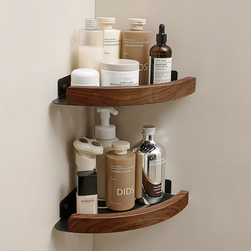 岸卫三角架免打孔实木大容量收纳