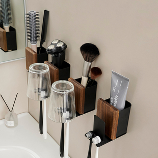 家庭电动牙膏牙刷架子 牙刷置物架免打孔刷牙杯卫生间漱口杯壁挂式