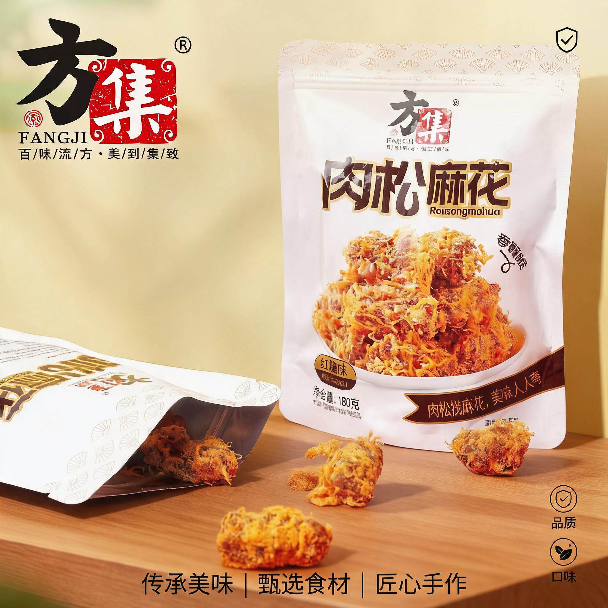方集肉松麻花红糖味180g袋装传统糕点手工制作办公居家休闲零食