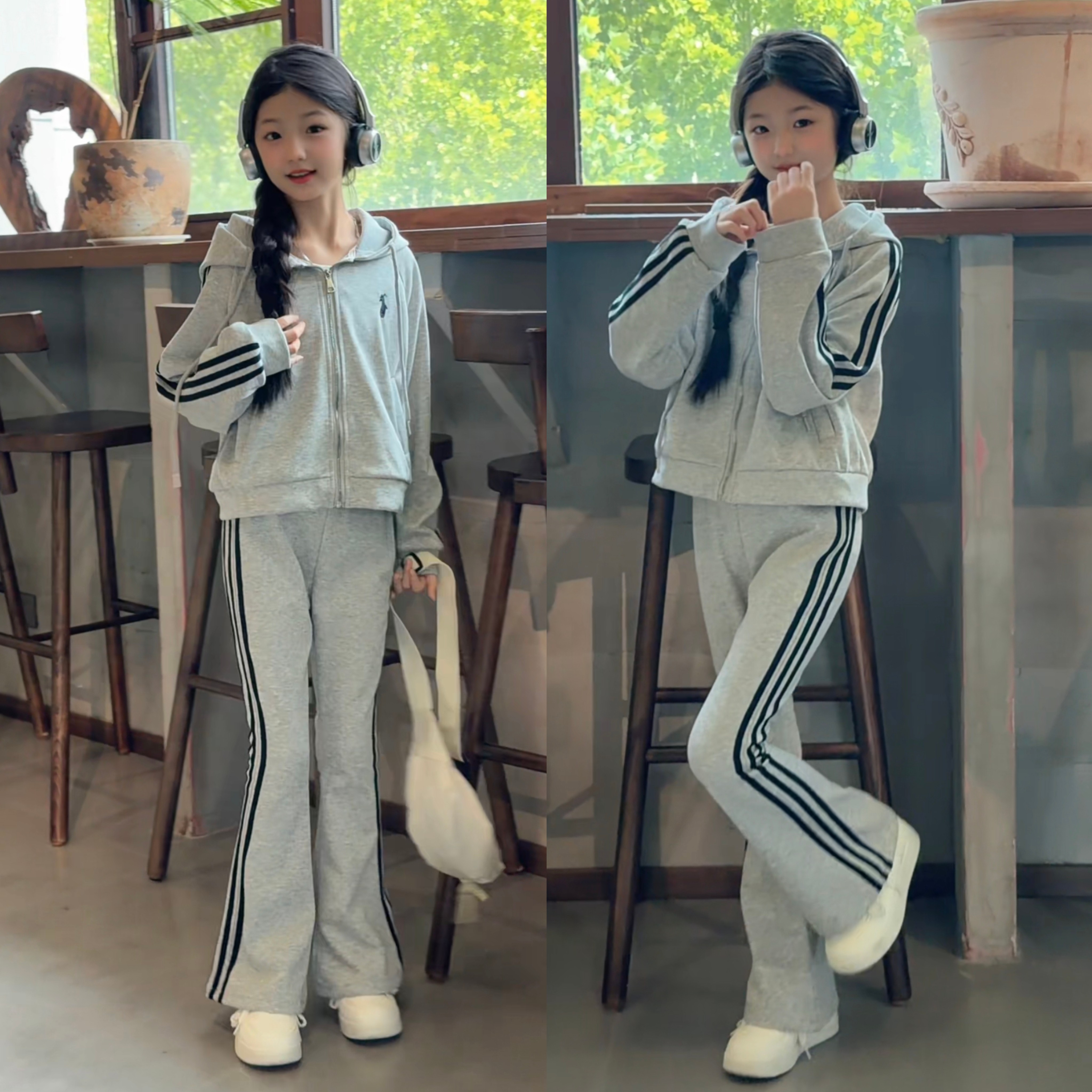 女童套装秋装洋气连帽卫衣女孩微喇卫裤中大童超好看运动装两件套