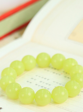 天然新疆和田玉若羌黄口料15.7mm手串手链古风男女手饰收藏礼品