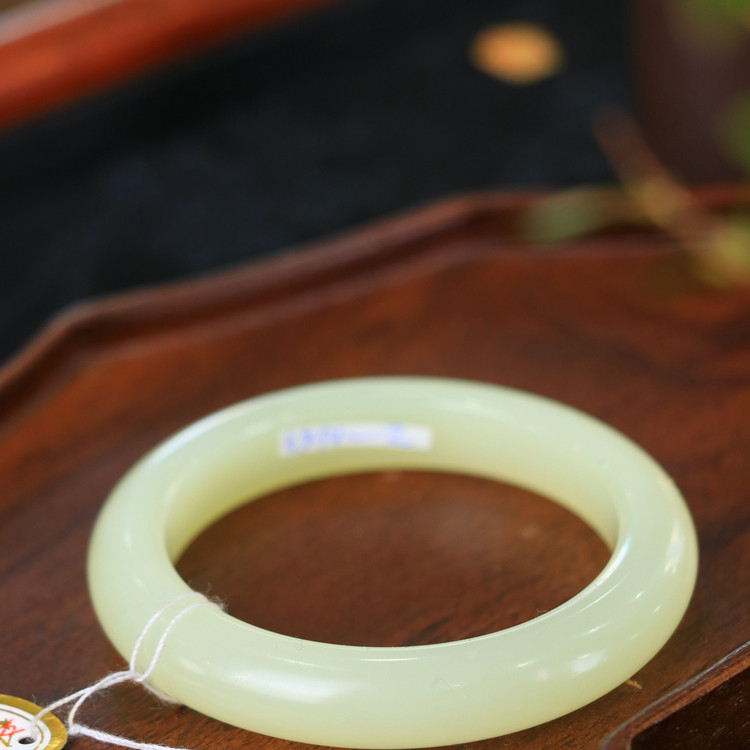 天然新疆和田玉若羌黄口料52.2圈口手镯大气典雅古风男女手饰收藏