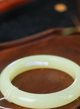 天然新疆和田玉若羌黄口料52.2圈口手镯大气典雅古风男女手饰收藏